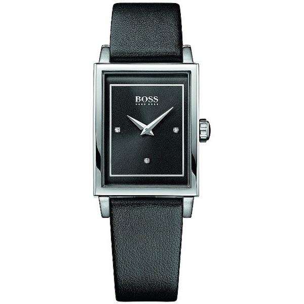 Hugo Boss Women&#39;s 1502348 Crystal Black Leather Watch