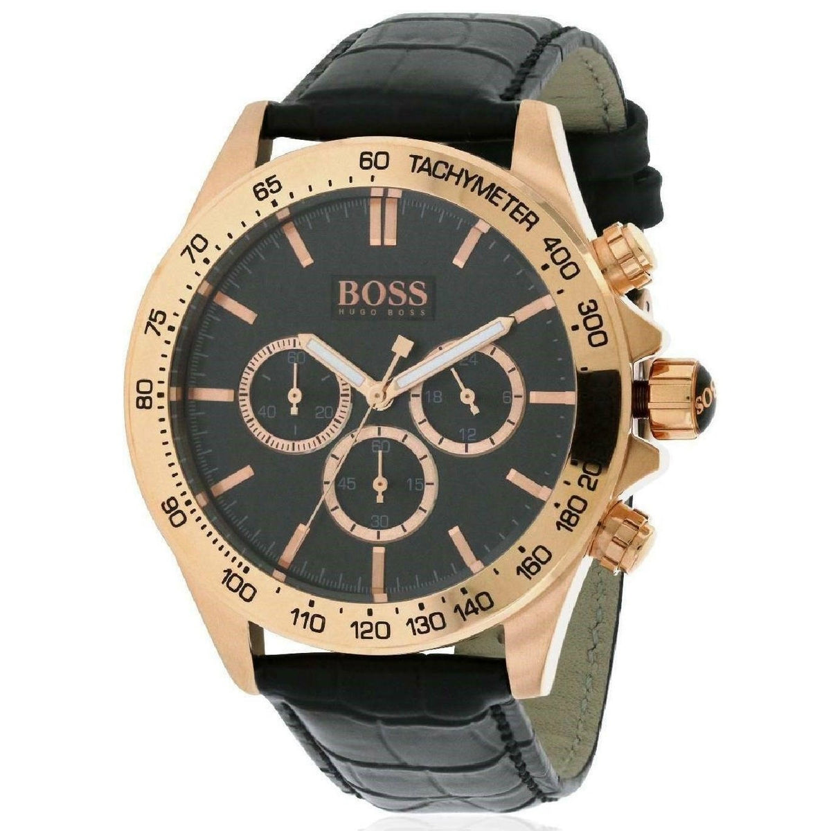 Hugo Boss Men&#39;s 1513179 Ikon Chronograph Black Leather Watch