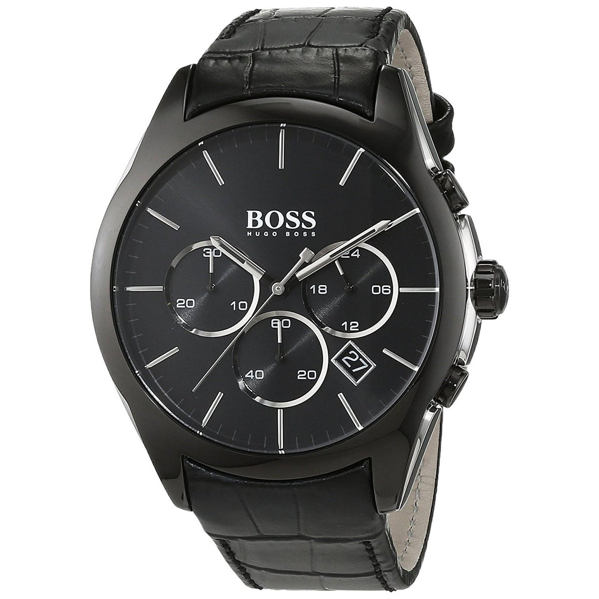 Hugo Boss Men&#39;s 1513367 Onyx Black Leather Watch