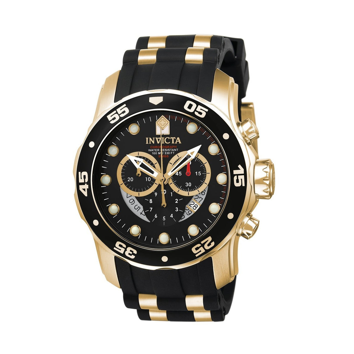 Invicta Men&#39;s 6981 Pro Diver Scuba Multi-Function Black and Gold-Tone Polyurethane Watch