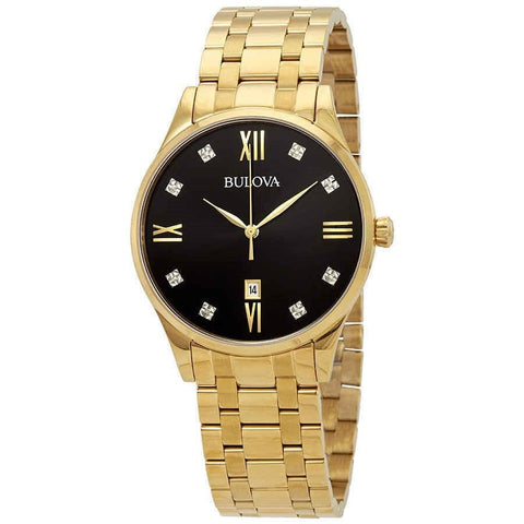 Bulova Men's 97D108 Diamond Gold-Tone Stainless Steel Watch