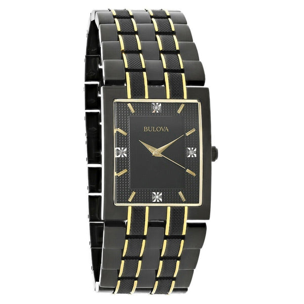 Bulova Men's 98D004 Diamond Black Stainless Steel Watch - Bezali