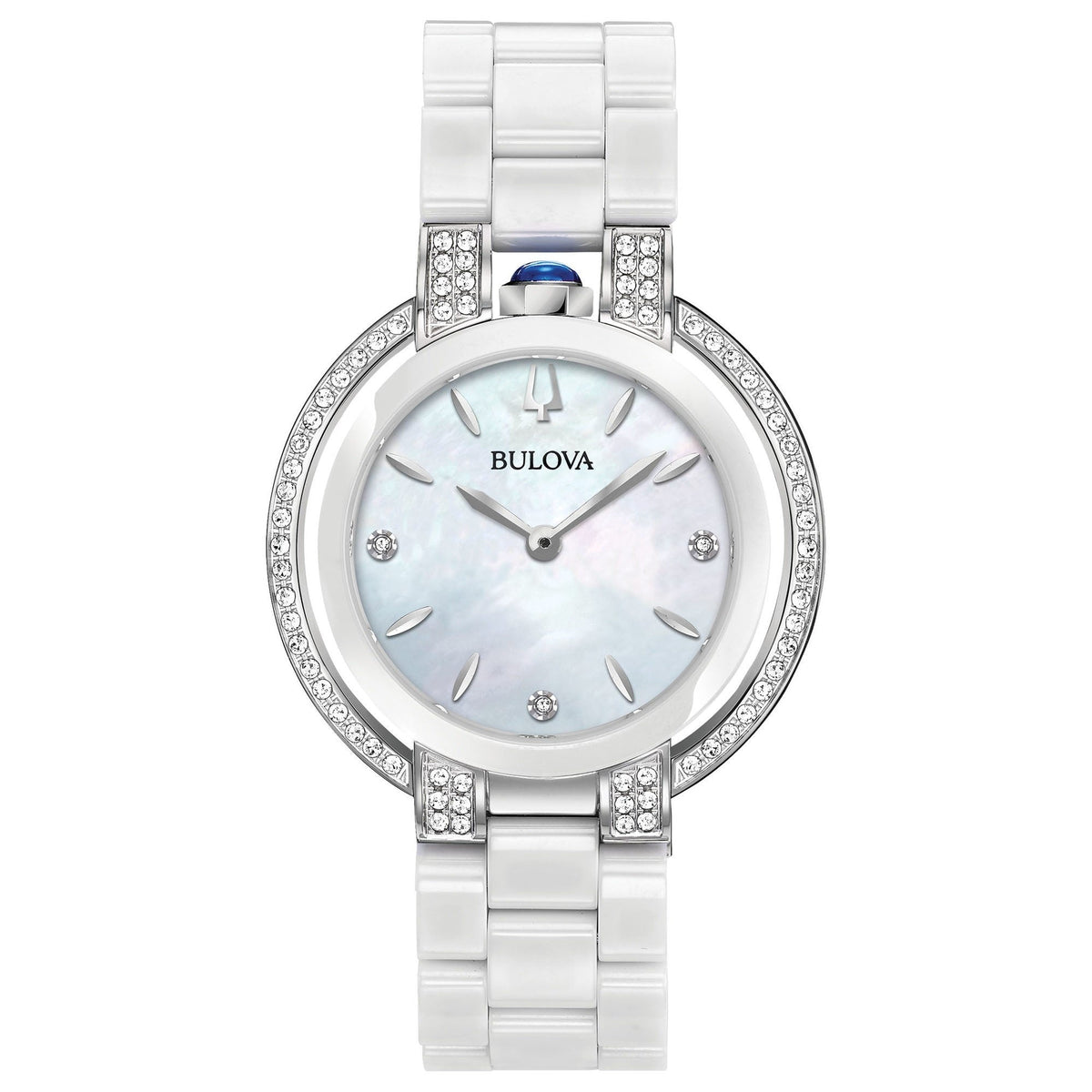 Bulova Women&#39;s 98R265 Rubaiyat Diamond White Ceramic Watch