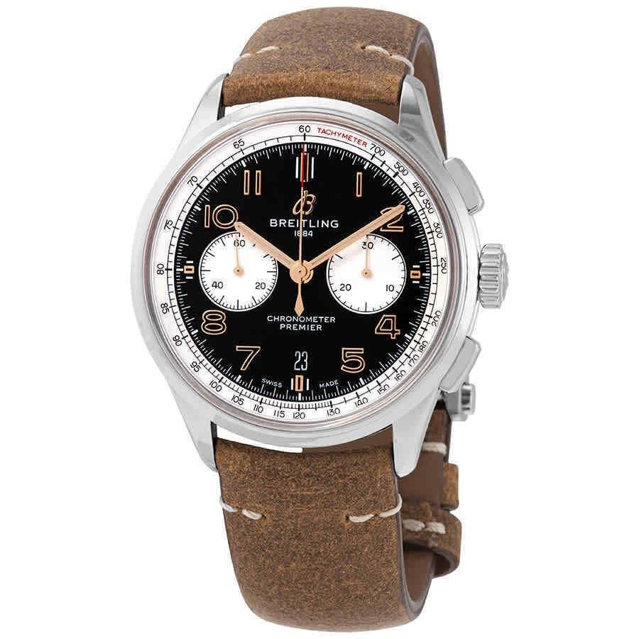 Breitling Men&#39;s AB0118A21B1X1 Premier B01 Chronograph Brown Leather Watch