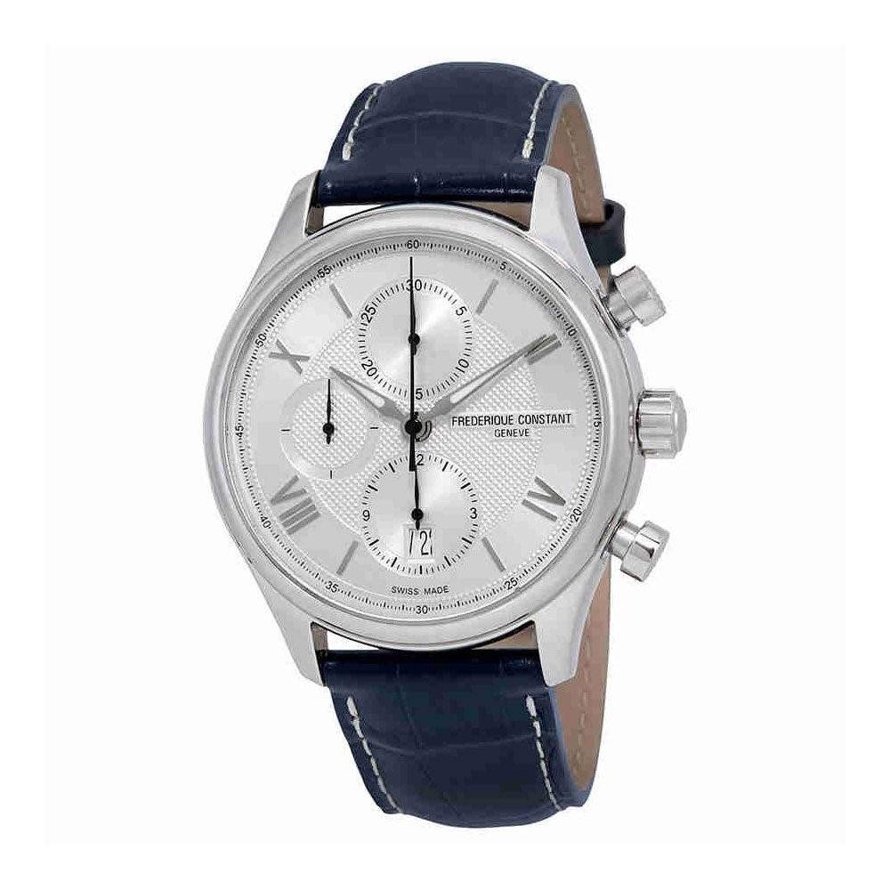Frederique Constant Men&#39;s FC-392MS5B6 Runabout Chronograph Blue Leather Watch