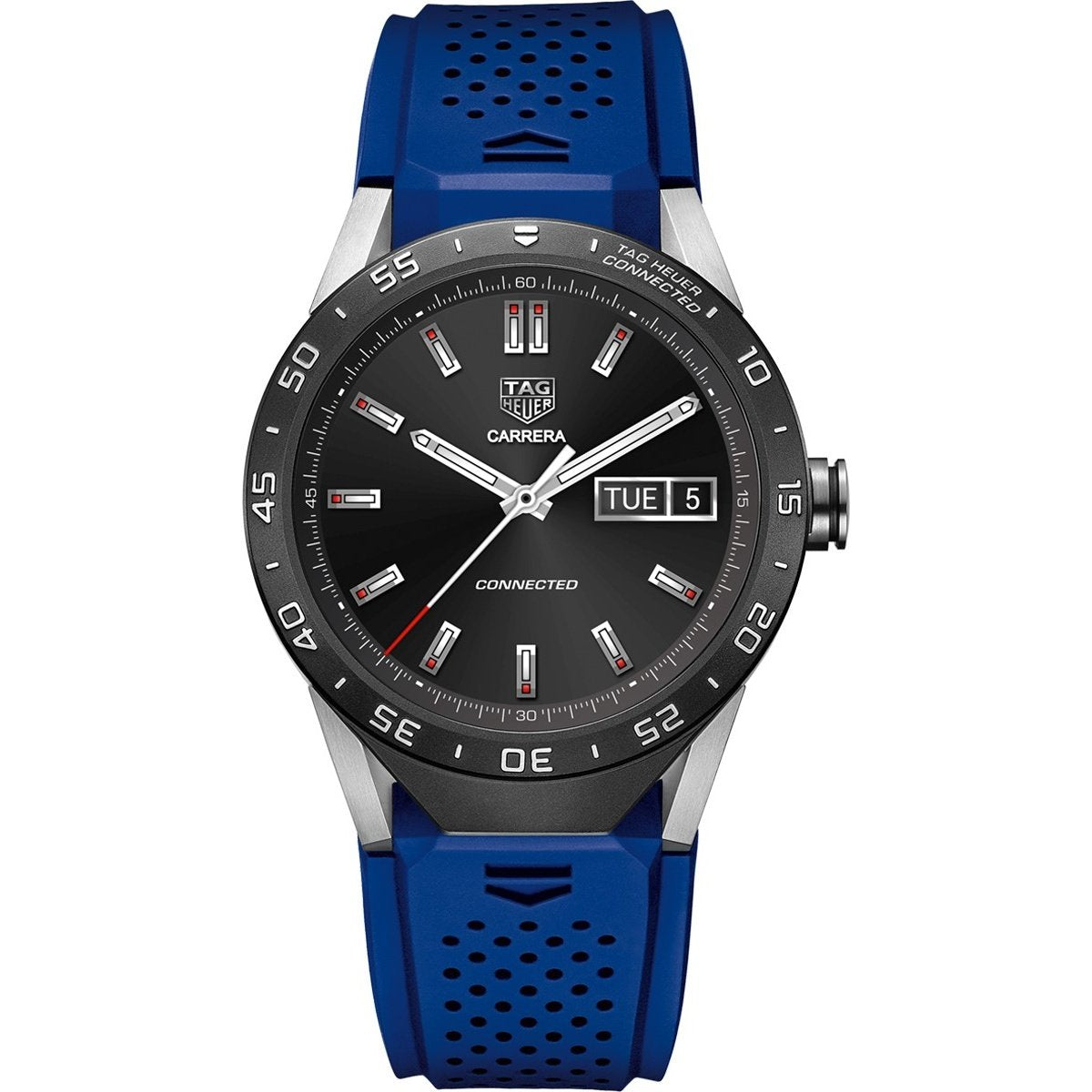 Tag Heuer Men&#39;s SAR8A80.FT6058 Connected Smartwatch Android 4.3+ IOS 8.2+ Bluetooth Gyroscope sensor Haptic engine Microphone Blue Rubber Watch