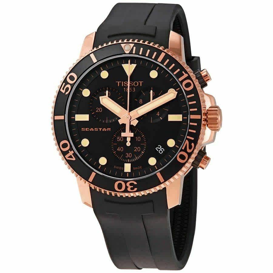 Tissot Men&#39;s T1204173705100 Seastar 1000 Chronograph Black Rubber Watch