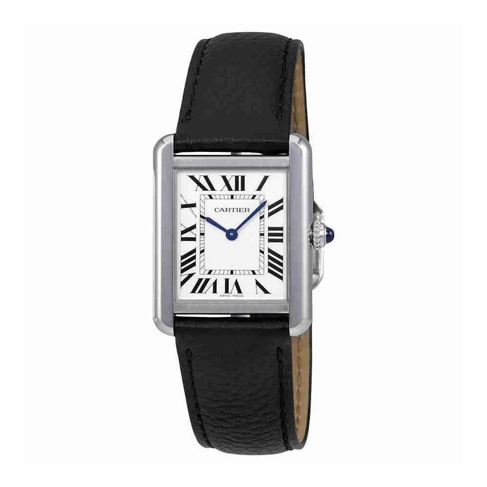 Cartier Women&#39;s WSTA0030 Tank Black Leather Watch