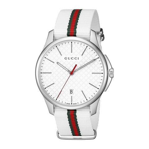 Gucci Men's YA126322 G-Timeless White green and red Nylon Watch