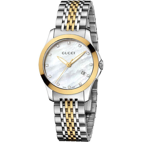 Gucci Women's YA126513 G- Timeless Diamond Two-Tone Stainless Steel Watch