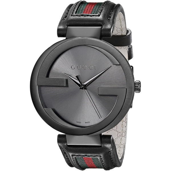 Gucci Men s YA133206 Interlocking G Black Green and Red Canvas Watch Bezali