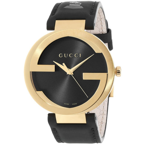 Gucci Men's YA133208 Interlocking-G Grammy Special Edition Black Leather Watch