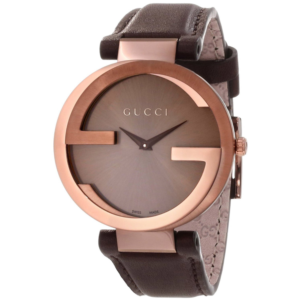 Gucci Women&#39;s YA133309 Interlocking-G Brown Leather Watch