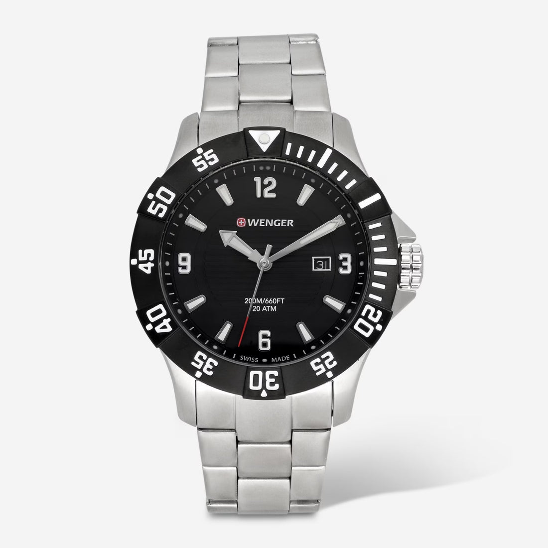 Wenger Seaforce Men's Black Dial Stainless Steel Bracelet Quartz Watch 01.0641.131