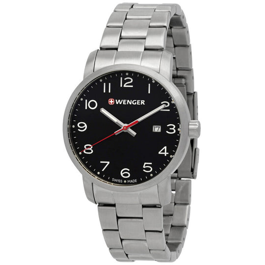 Wenger Avenue Men's Black Dial Stainless Steel Bracelet Quartz Watch 01.1641.102