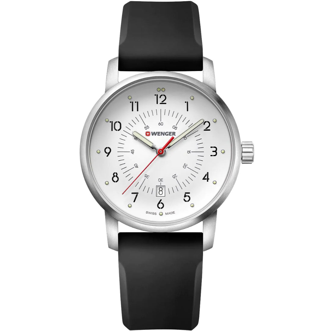 Wenger Avenue Men's White Dial Silicone Strap Quartz Watch 01.1641.113