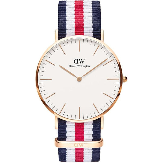 Daniel Wellington Canterbury Men's Red, White and Blue Striped (Multicolor) Strap Quartz Watch - 0102DW