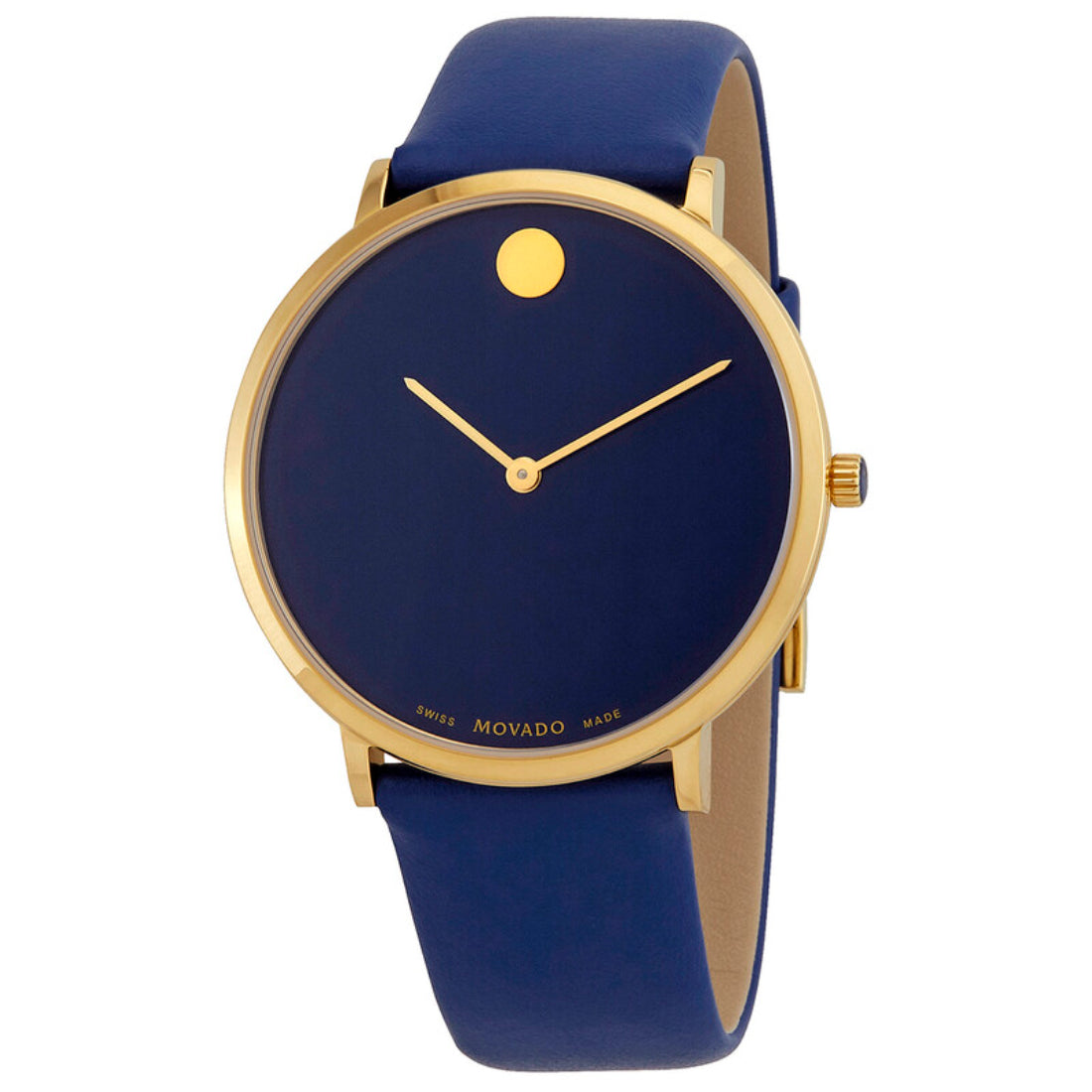 Movado Modern 47 Men's Quartz Blue Dial Blue Leather Strap Watch 0607254