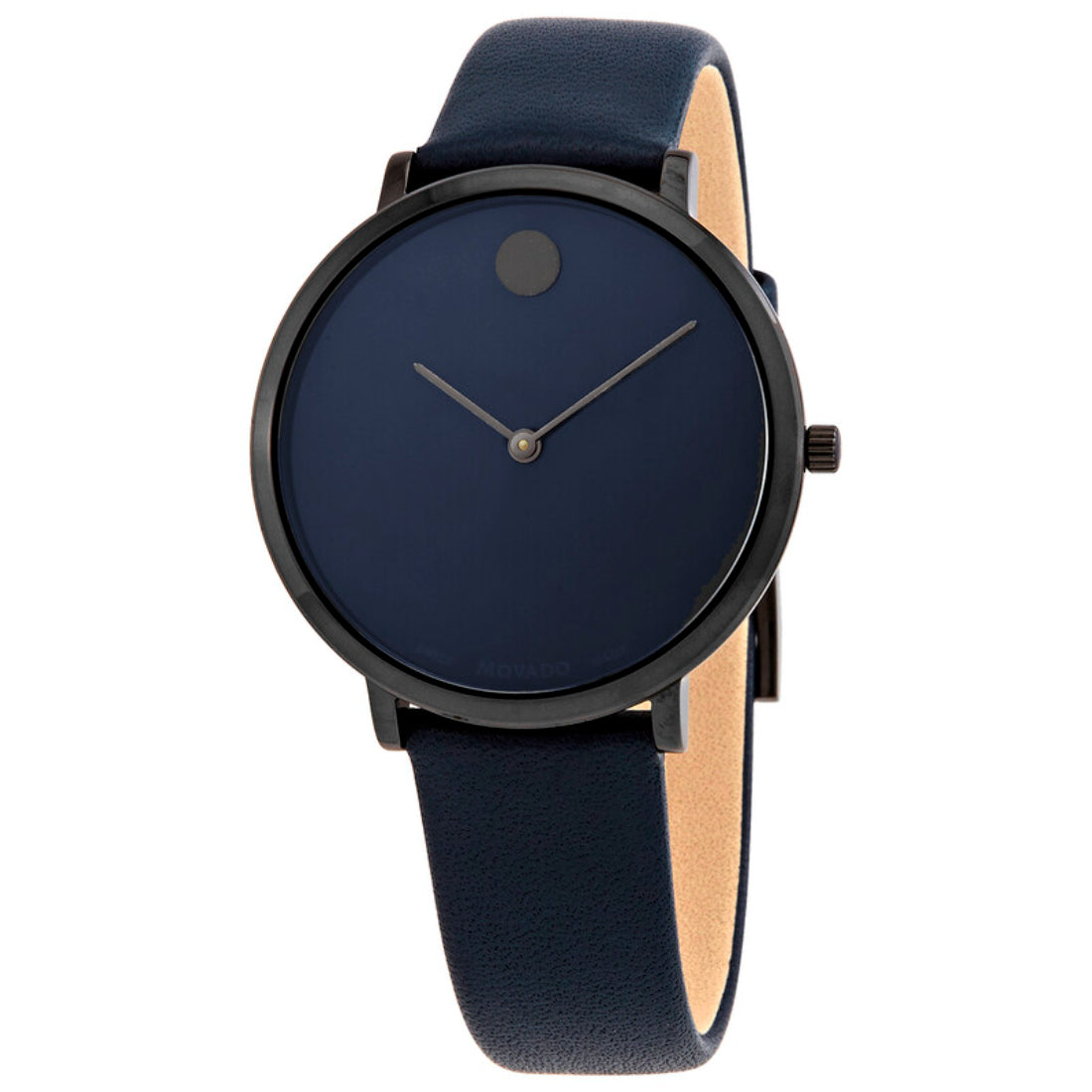 Movado Ultra Slim Women's Quartz Blue Dial Blue Leather Strap Watch 0607339