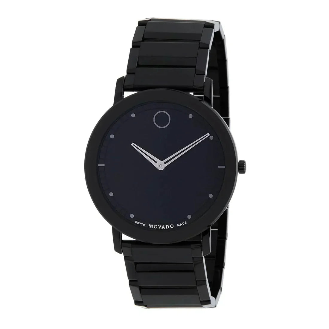 Movado Sapphire Men's Quartz Black Dial Black Stainless Steel Bracelet Watch 0607408