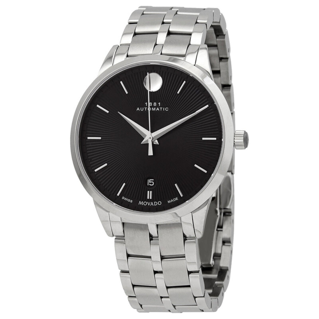 Movado 1881 Automatic Men's Black Dial Stainless Steel Bracelet Watch 0607461