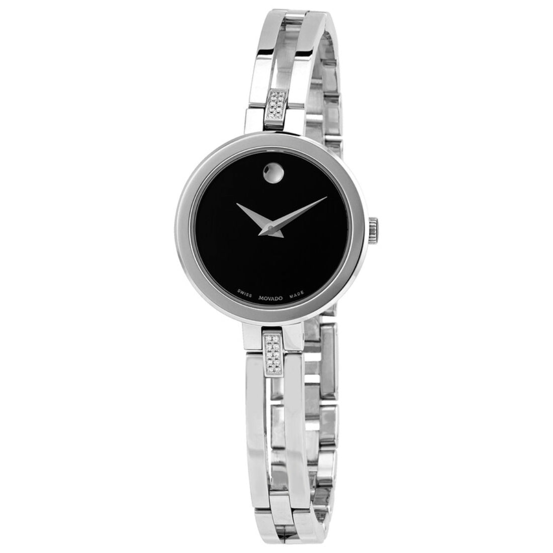Movado Esperanza Women's Quartz Black Dial Stainless Steel Bangle Watch 0607471