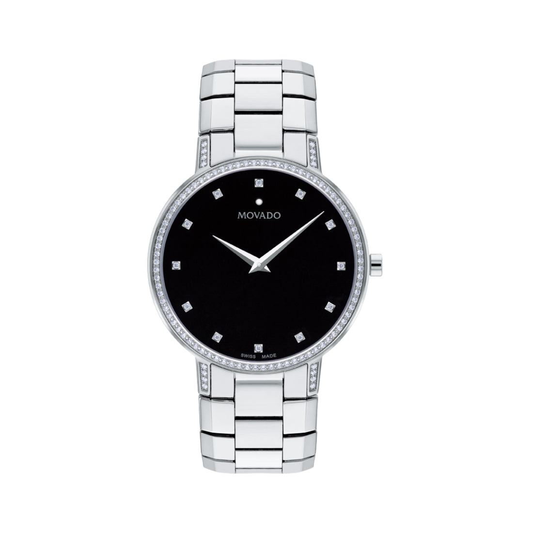 Movado Faceto Men's Quartz Black Dial Stainless Steel Bracelet Watch 0607482
