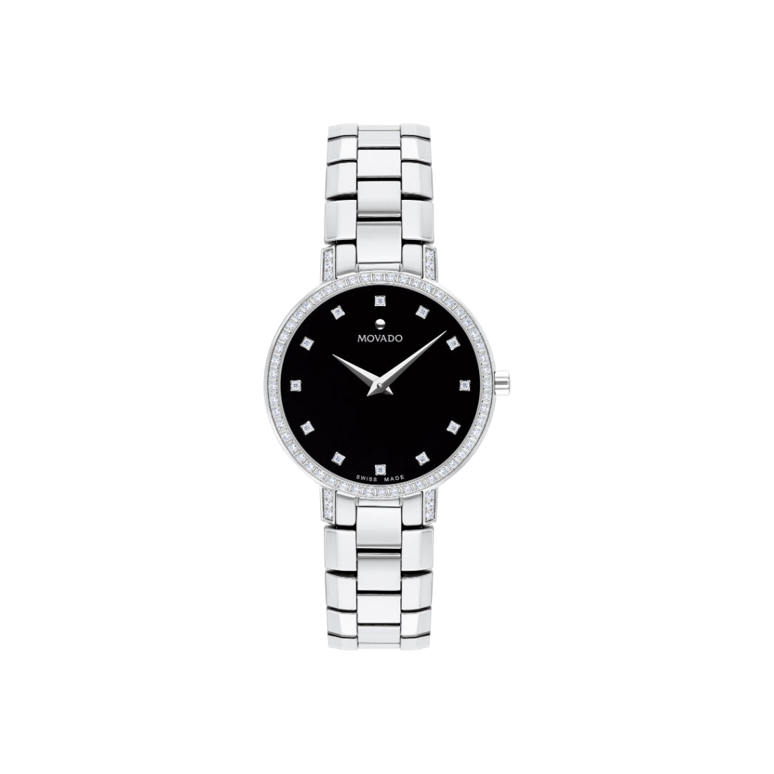 Movado Faceto Women's Quartz Black Dial Stainless Steel Bracelet Watch 0607484