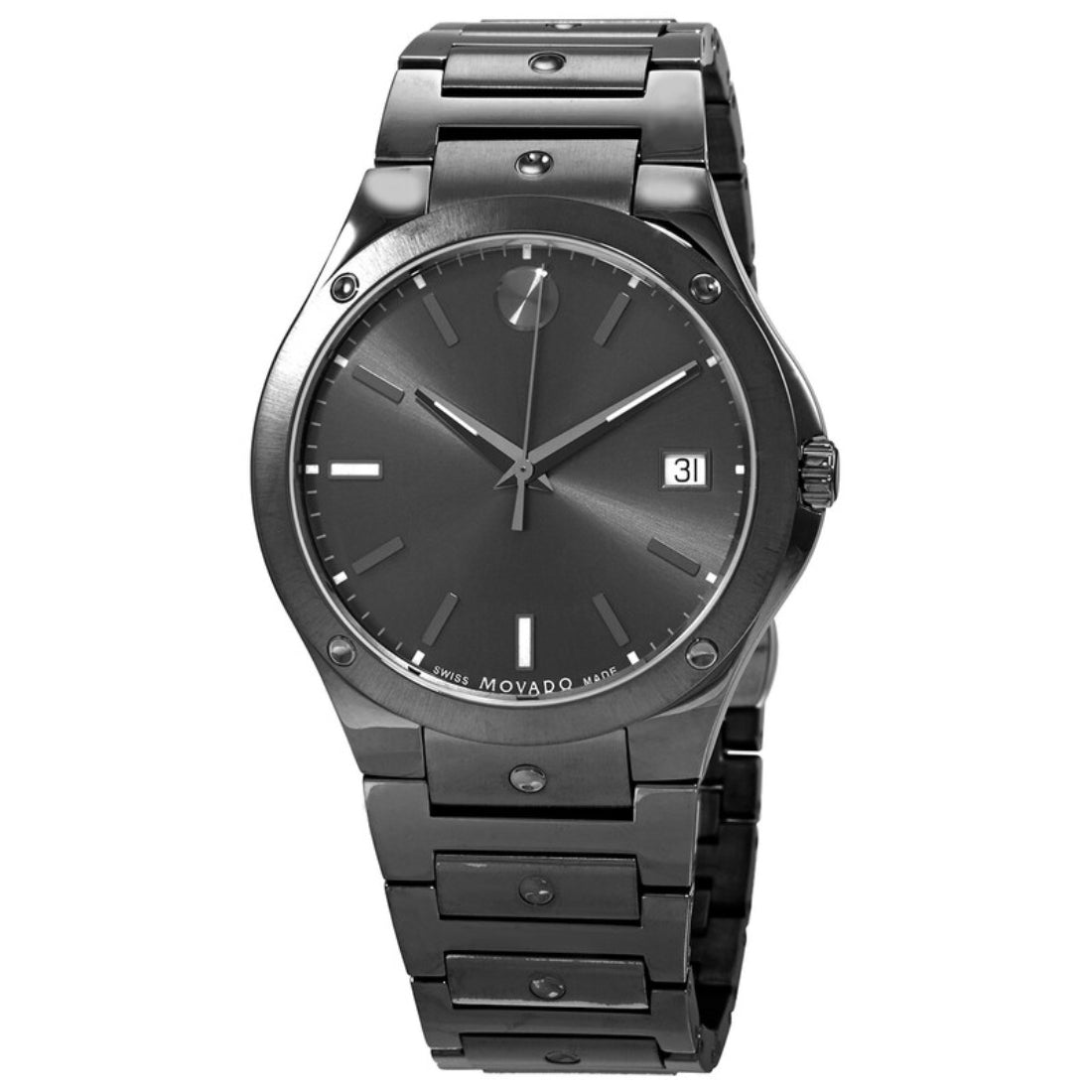 Movado SE Men's Quartz Grey Sunray Dial Grey PVD Bracelet Watch 0607515