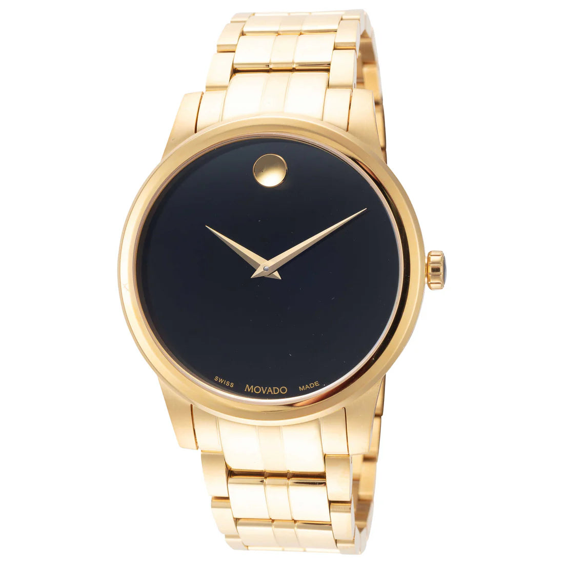 Movado Museum Classic Men's Quartz Black Dial Gold-Tone Bracelet Watch 0607535