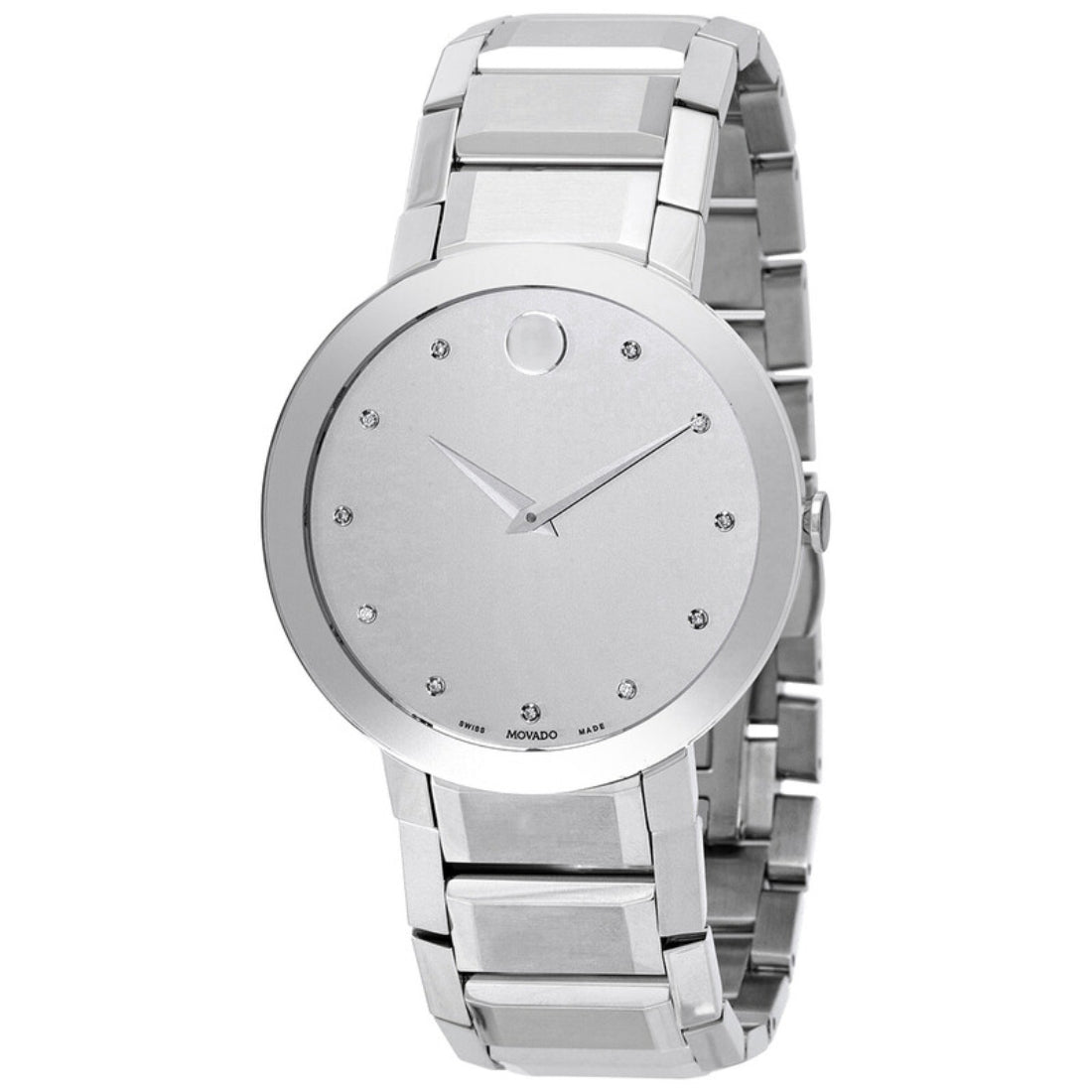 Movado Sapphire Women's Quartz Silver Mirror Dial Stainless Steel Bracelet Watch 0607587