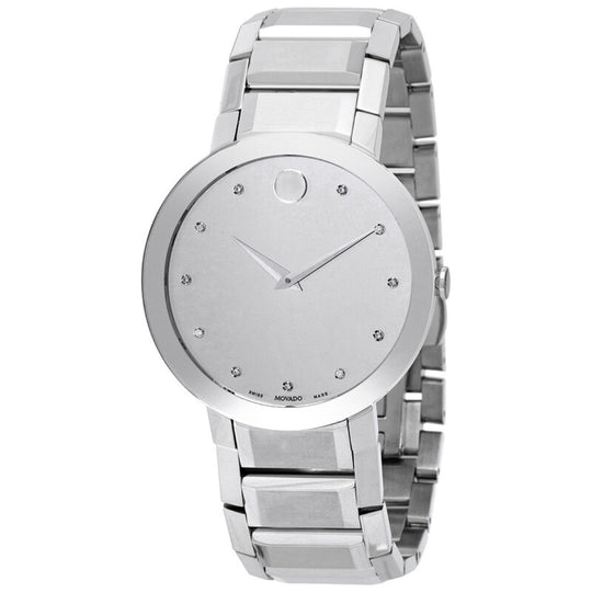 Movado Sapphire Women's Quartz Silver Mirror Dial Stainless Steel Bracelet Watch 0607587