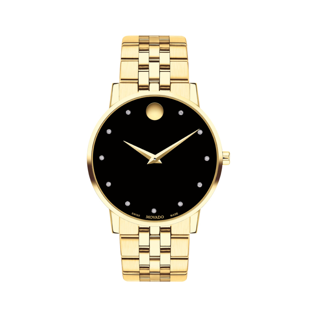 Movado Museum Classic Men's Quartz Black Dial Yellow Gold-Tone Bracelet Watch 0607625