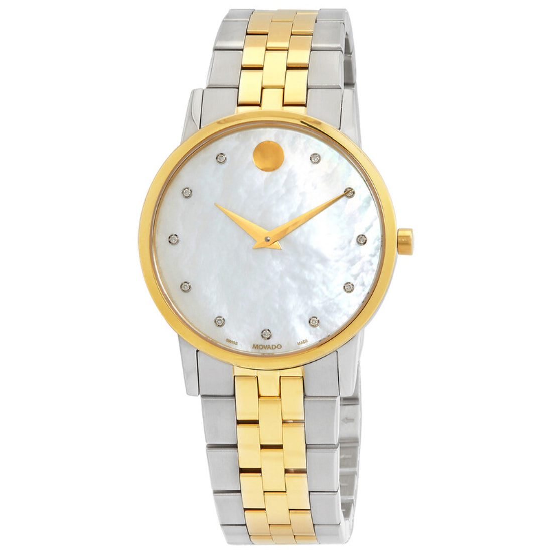 Movado Museum Classic Women's Quartz White Mother-of-Pearl Dial Two-Tone Bracelet Watch 0607630