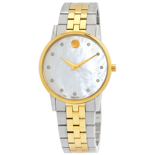 Movado Museum Classic Women's Quartz White Mother-of-Pearl Dial Two-Tone Bracelet Watch 0607630