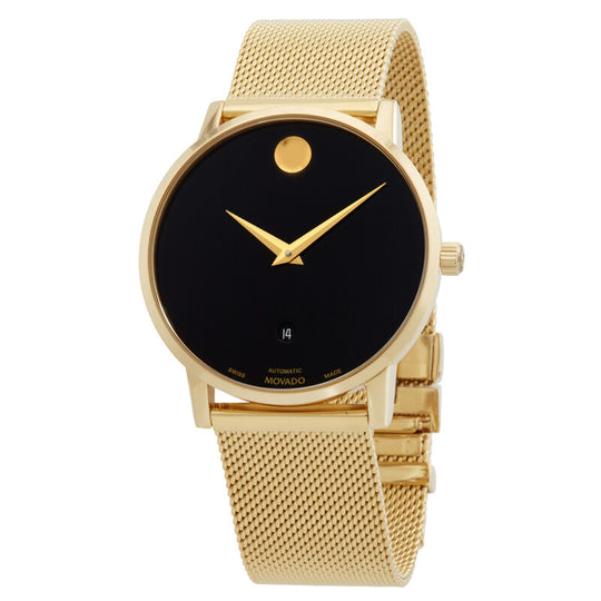 Movado Museum Classic Men's Automatic Black Dial Yellow Gold-Tone Bracelet Watch 0607632