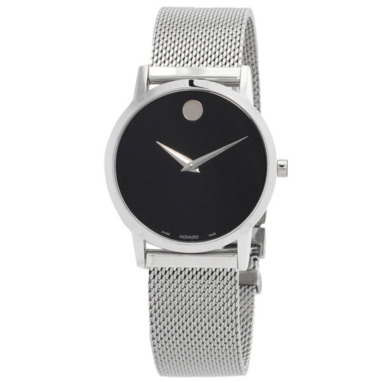 Movado Museum Classic Women's Quartz Black Dial Stainless Steel Bracelet Watch 0607646