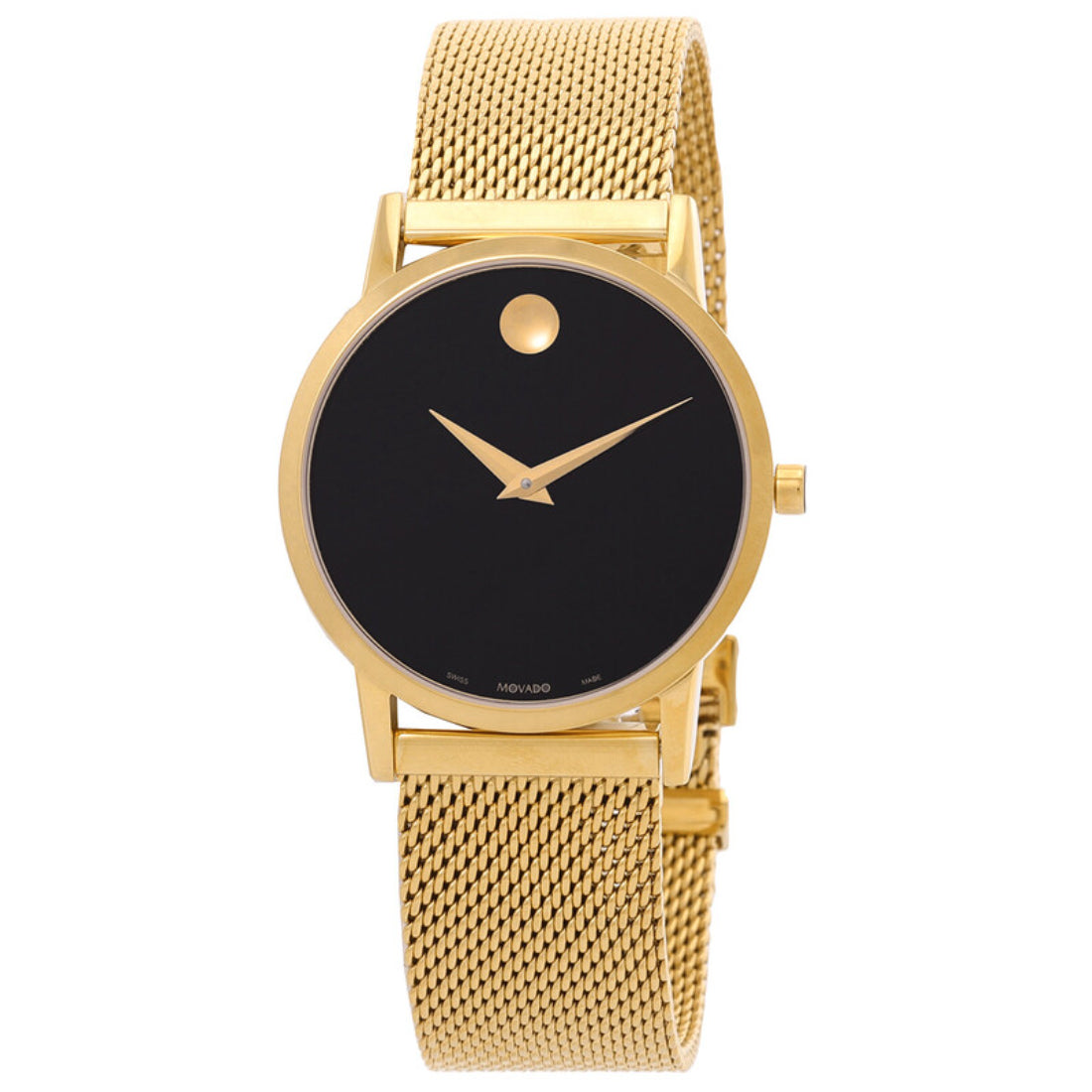 Movado Museum Classic Women's Quartz Black Dial Gold-Tone Bracelet Watch 0607647