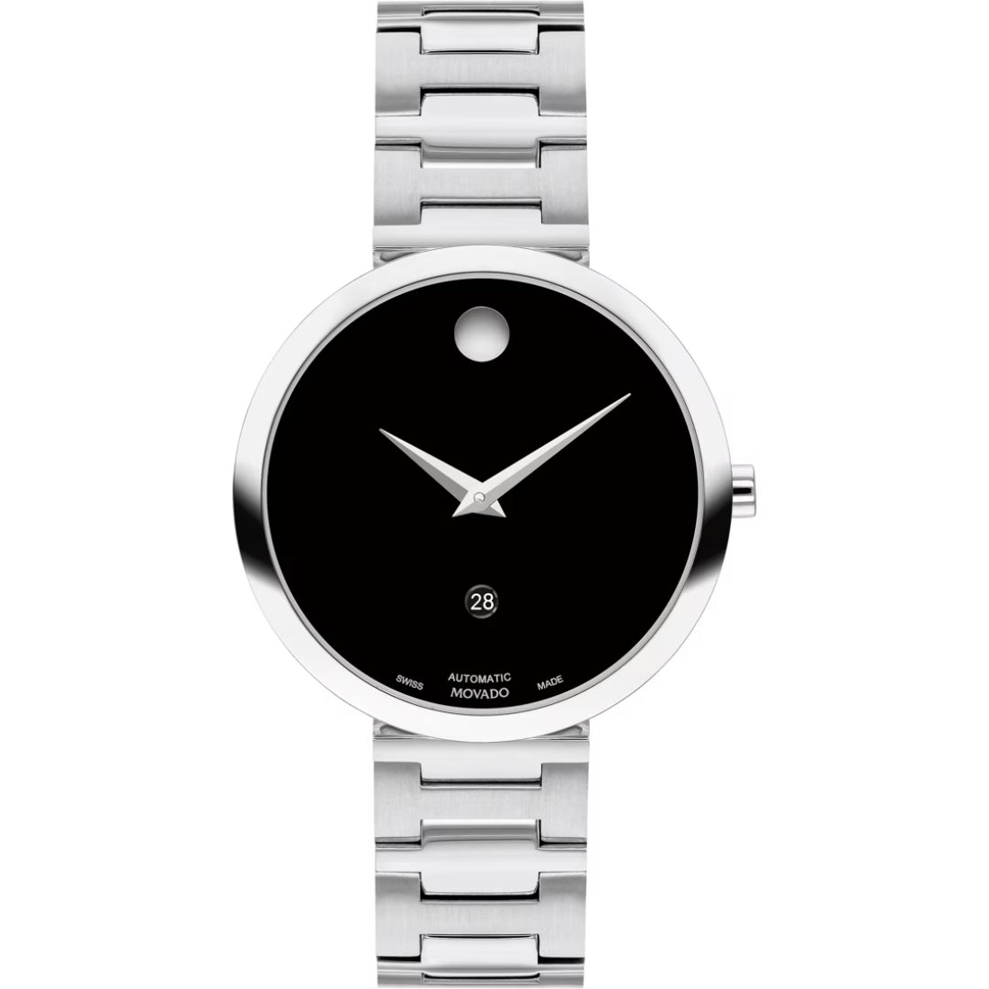 Movado Museum Classic Women's Automatic Black Dial Stainless Steel Bracelet Watch 0607678