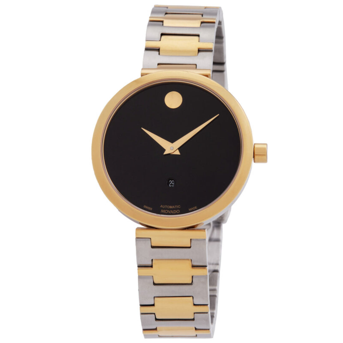 Movado Museum Classic Women's Automatic Black Dial Two-Tone Bracelet Watch 0607679