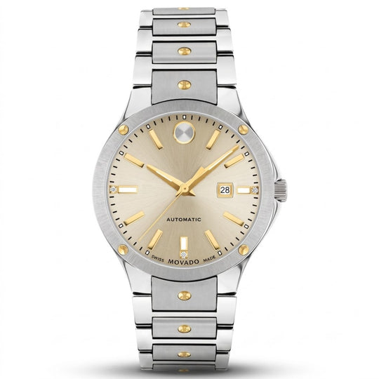 Movado SE Automatic Women's Champagne Dial Two-Tone Bracelet Watch 0607682
