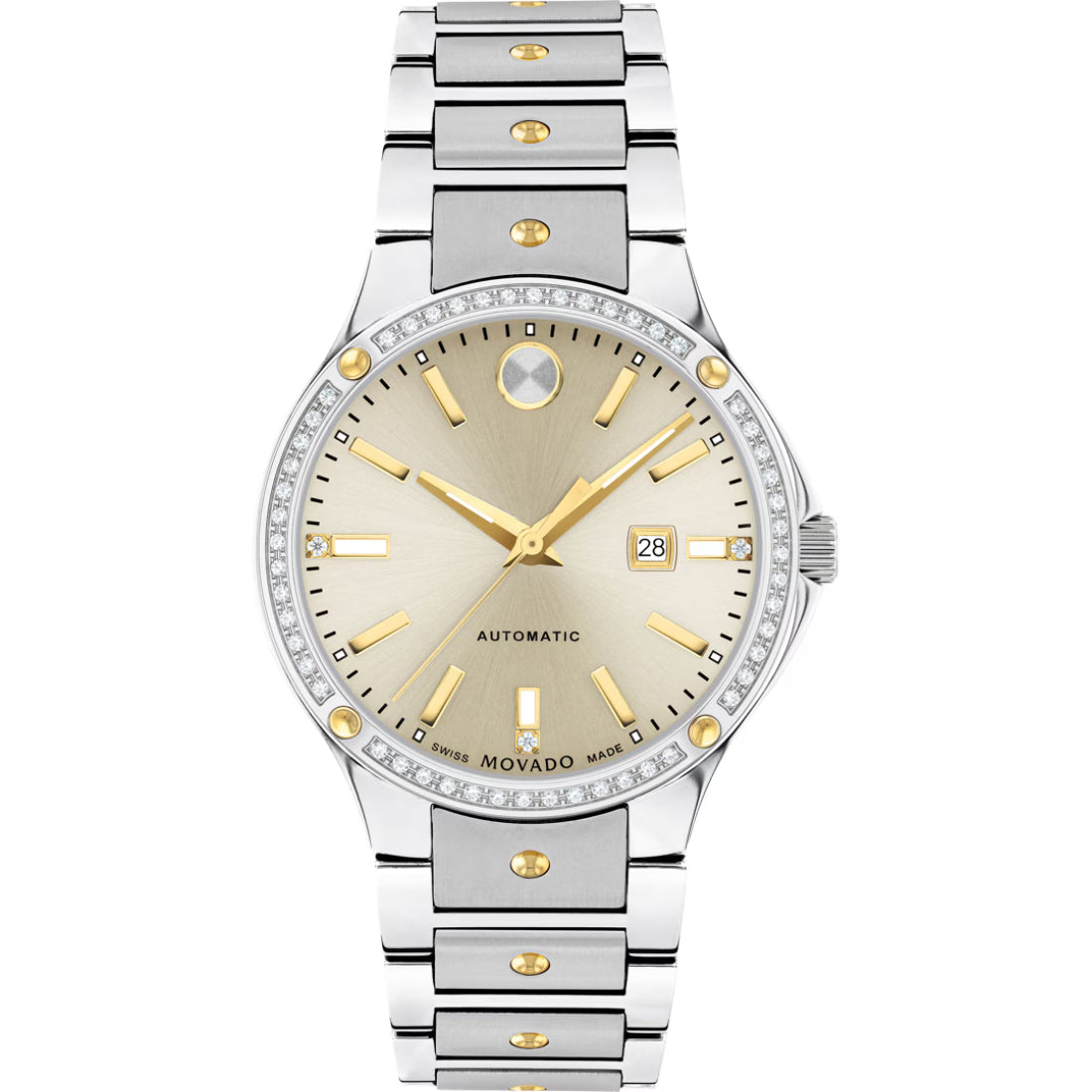Movado SE Women's Automatic Champagne Dial Two-Tone Bracelet Watch 0607683