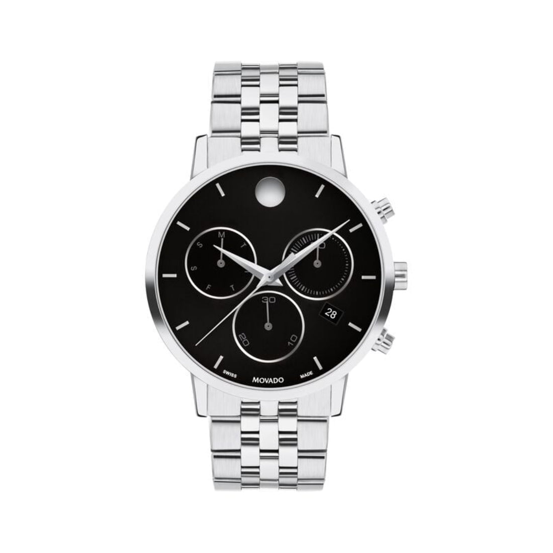 Movado Museum Classic Men's Quartz Black Dial Stainless Steel Bracelet Watch 0607776