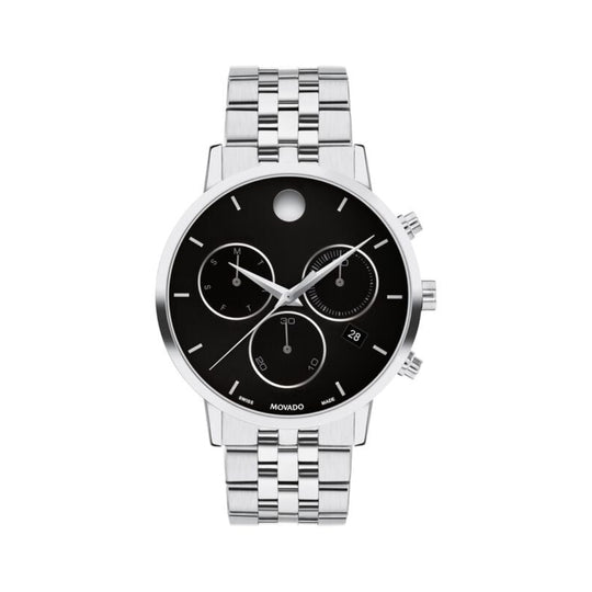 Movado Museum Classic Men's Quartz Black Dial Stainless Steel Bracelet Watch 0607776