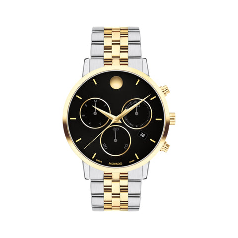 Movado Museum Classic Men's Quartz Black Dial Two-Tone Bracelet Watch 0607777