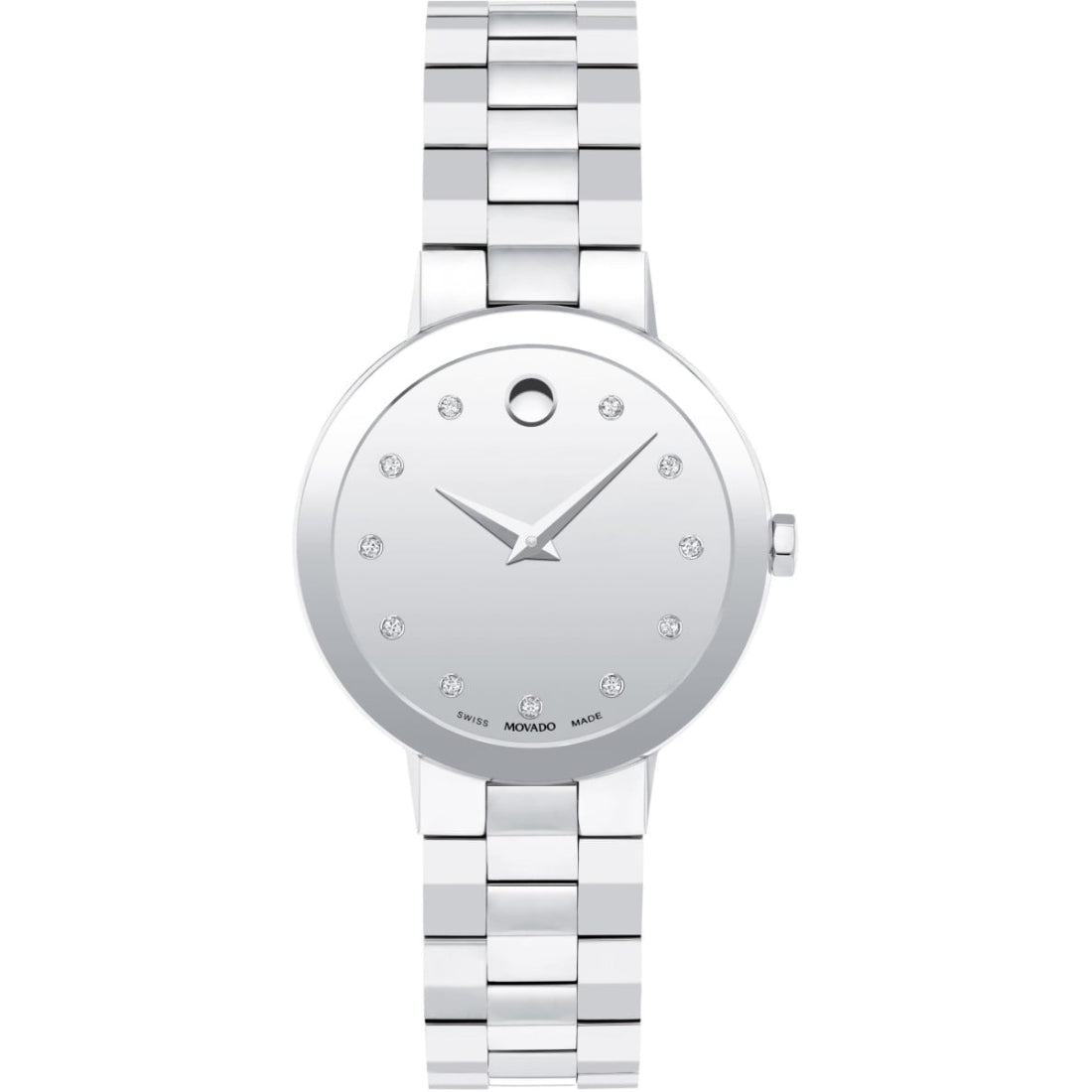 Movado Sapphire Women's Silver Mirror Dial Quartz Watch 0607927
