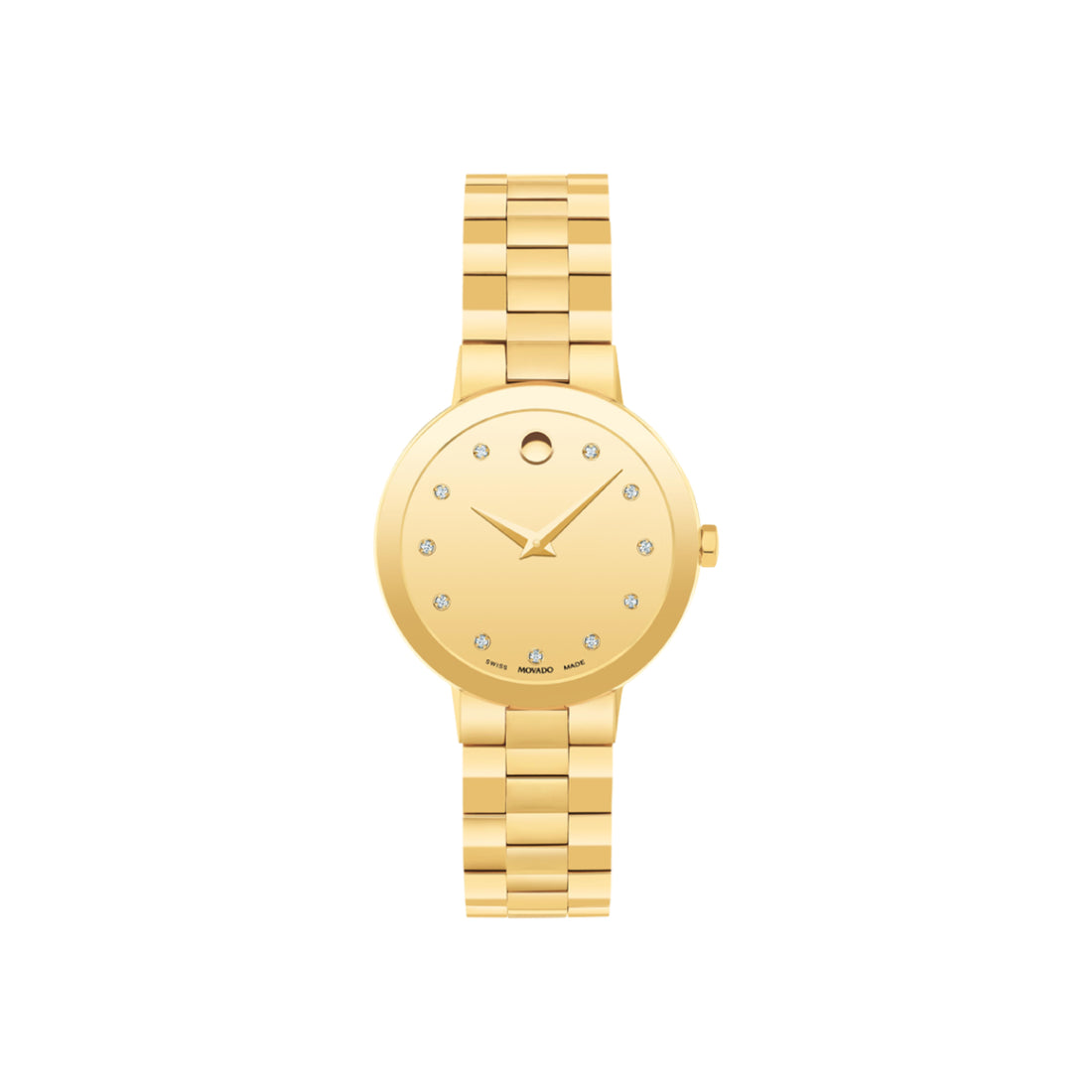 Movado Sapphire Women's Gold Mirror Dial Quartz Watch 0607928