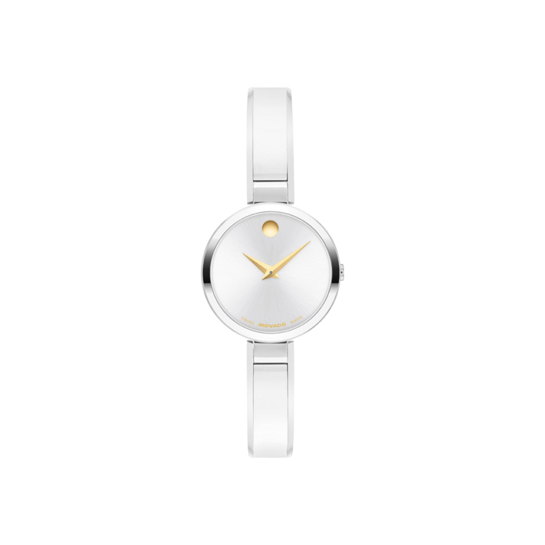 Movado Moda Women's Silver White Sunray Dial Quartz Watch 0608011