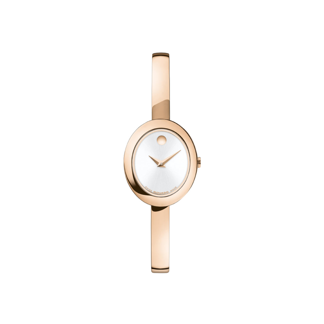 Movado Museum Bangle Women's Silver White Sunray Dial Quartz Watch 0608071