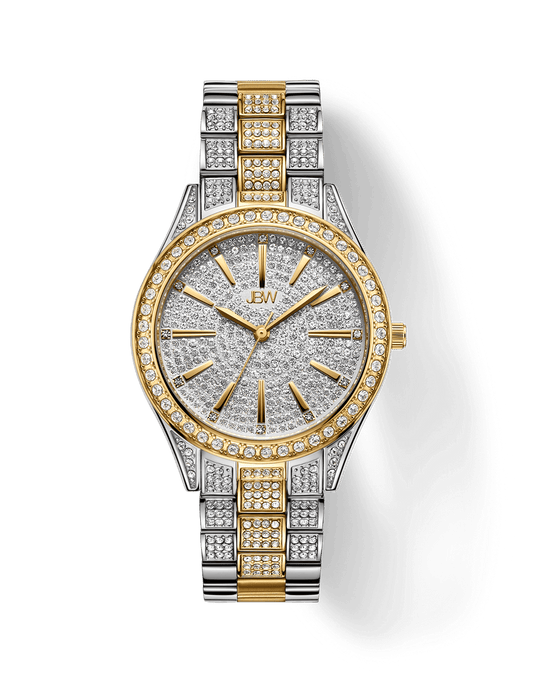 GRAND TIME Cristal 34 Women's Two-tone/Silver and Gold Bracelet Quartz Watch - J6383D